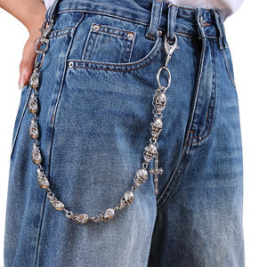 Skull <b>Cross</b> Pendant Pants <b>Chain</b> Tibetan Silver Unisex Fashion Accessory Daily Wear - Product Image 4