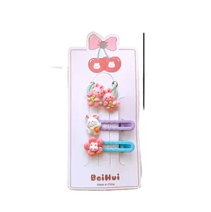 2024 Hot selling New Cute and Sweet Children's Hair Accessories Set Animal Fruit Ice Cream Rust resistant Girl Hair Clip