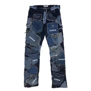 DiZNEW 2023 New Fashion Custom Wholesale Denim Fabric Patchwork Man Clothes Jeans For Men