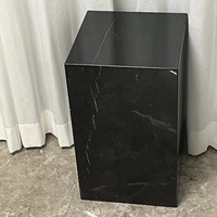 Nero Marquina Cube bloc de bois Table basse marbre italien socle moderne salon naturel noir meubles nordiques