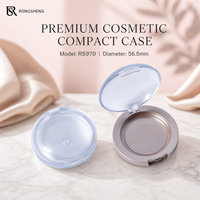 Emballage de maquillage personnalisé, étiquette privée, boîte ronde vide pour blush et illuminateur, étui à poudre compact, cosmétique en plastique
