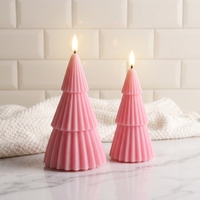 Matti's Kerze 3D Flammenlose Säulenkerze mit Rosa Baumdesign Fernbedienung Batteriebetrieben Handgefertigt
