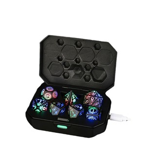 Tamiz de copos de nieve LED, mazmorras y dragones multifacéticos coloridos, juego de mesa de dados DND, dados de grupo para correr, juego multifacético de 7 piezas - Product Image 1