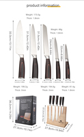 Ensemble de six couteaux de cuisine en acier Damas, couteaux de poche Karambit pour la découpe de viande, accessoire de chef - Durable et écologique