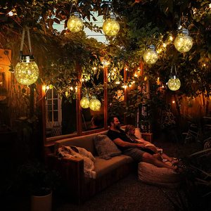 20 LEDs para jardim ao ar livre à prova d'água pendurados em vidro com bolas de vidro para pedreiros e luzes solares decorativas - Product Image 4
