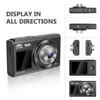 Appareil photo numérique 4K tout-en-un 75MP, double écran HD, Time-Lapse, mode Beauté et micro intégré pour l'enregistrement quotidien et la création de contenu
