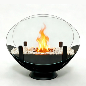 Table <span class=keywords><strong>de</strong></span> salon moderne avec plateau en verre incurvé, foyer à bioéthanol portable, <span class=keywords><strong>cheminée</strong></span> <span class=keywords><strong>de</strong></span> table pour la décoration <span class=keywords><strong>de</strong></span> la maison - Product Image 3