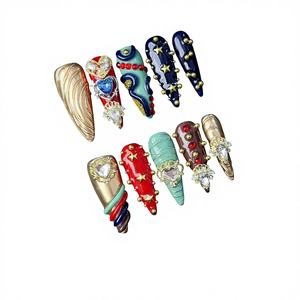 Portez des ongles <span class=keywords><strong>press</strong></span>és artificiels de style rétro vintage haut de gamme, fabriqués à la main, exotiques, en gros, durables - Product Image 1