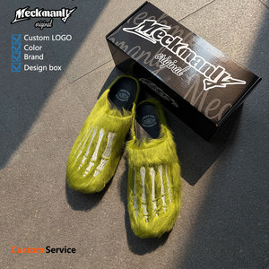 High quality men's and women's shoes, printed embroidery, outdoor flat slippers, non slip cork fur slippers - Product Image 2