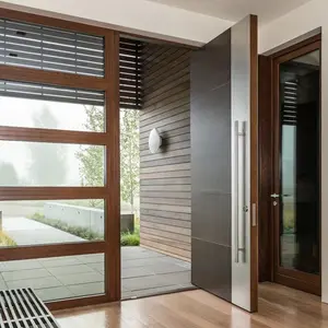 Italienische Haustür Design Villa Eingang Sicherheit Luxus Front Pivot Tür Moderner Eingang Schwarz Aluminium Pivot Tür