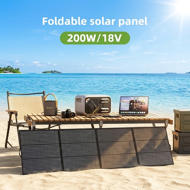 200W Portable Solar Panel Foldable Solar Charger IP65 Waterproof Solar Panel for Outdoor RV Camper Blackout