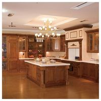 Meuble de rangement de cuisine en bois massif de style palais européen pour bâtiment commercial