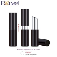Boîtier magnétique vide, boîte en caoutchouc noir, contenant pour bâton à lèvres, emballage, 10 pièces