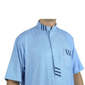 Alta calidad clásico musulmán colores mezclados Marruecos hombres manga corta Thobe Ropa Étnica tradicional - Product Image 2