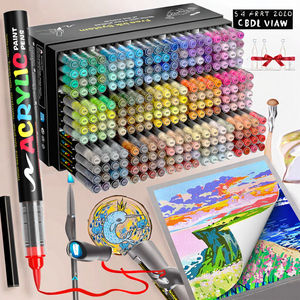 ปากกามาร์กเกอร์สีอะคริลิคแบบถาวร6มม. ปากกาหัวแปรงแบบเฉียงพลาสติกสำหรับกระดาษไม้หินผ้าใบแก้วลบได้240สี - Product Image 2