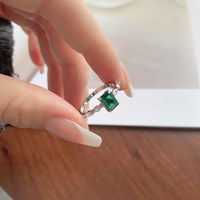 Bagues en argent sterling S925 avec zircon taille émeraude, sertissage à griffes multicolores, pierres latérales délicates, bijoux fins et élégants, cadeau pour femme