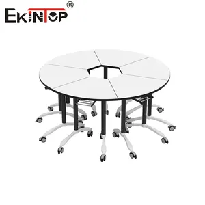Commercial Furniture Wooden Folding Office Desk Chair Conference Training Room Table Trapezoid Folding Training Table