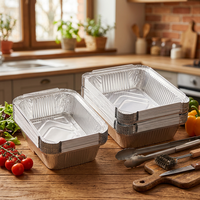 Barquette rectangulaire jetable en aluminium inoxydable non déformable pour cuisson, barbecue, traiteur et plats à emporter