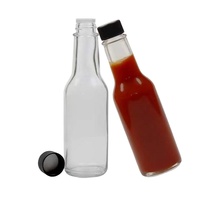 Bouteilles en verre vides rondes transparentes de 3oz, 5oz, 8oz (90ml, 150ml) pour sauces, avec couvercle à vis, idéales pour sauces chili piquantes