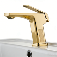 Nouvelle arrivée : Robinet de lavabo de salle de bain en alliage de zinc, finition dorée, mitigeur monocommande pour lavabo.