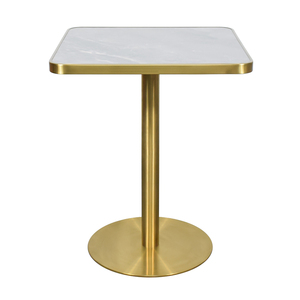 Mesa de comedor de <span class=keywords><strong>metal</strong></span> cepillado de titanio directo de fábrica de alta calidad, mesa de comedor de café de negocios cuadrada - Product Image 1