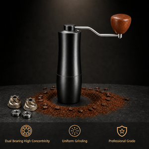 Molinillo de Café Manual Curvo con Doble Rodamiento, Alta Concentricidad, Molienda Uniforme, Fresas de Acero CNC 420, Café Especial, Venta al por Mayor - Product Image 1