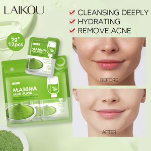 Venta al por mayor paquetes faciales de noche antiarrugas piel limpia bolsa de viaje hidratar antienvejecimiento cuidado de la piel Matcha mascarilla <span class=keywords><strong>facial</strong></span> de barro - Product Image 4
