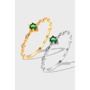Bijoux fins, <span class=keywords><strong>bague</strong></span> en argent sterling S925 plaqué or 18 carats, zircon vert, <span class=keywords><strong>bague</strong></span> de fiançailles en zircon vert émeraude pour femmes pour mariage - Product Image 1