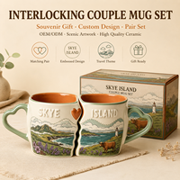 Vaisselle en céramique Isle of Skye Scottish Highland Coastal Lighthouse Twinsome Cow Lavender Field Cliff View avec cuillère – Vente en gros