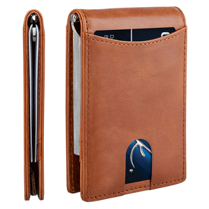 Clip para Billetes de Alta Calidad con Diseño de Rayas, Minimalista, Delgado, con Protección RFID, Tarjetero Vintage Bifold de Poliéster Genuino - Product Image 1