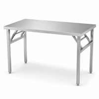 Table de travail pliable en acier inoxydable 304 201 de qualité supérieure pour cuisine commerciale, de qualité alimentaire, avec pieds carrés, pour la préparation en restaurant