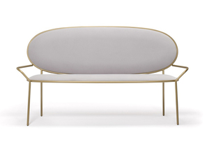 Oval Shape Modern Stainless Steel Brass Gold 3 Seater Wedding <strong>Bench</strong> Velvet <strong>Sofa</strong> with High Resilience Foam - Product Image 4
