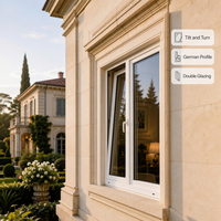 Ventana Abatible de PVC Estilo Europeo, Perfil Alemán, Doble Acristalamiento, Blanca, para Villa, Baño, Dormitorio, con Certificación Energy Star