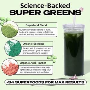 Polvo de Vegetales Verdes Premium con Espirulina y Chlorella para la Digestión, Salud Intestinal, Inmunidad, Energía, Suplemento de Vegetales Verdes - Product Image 3