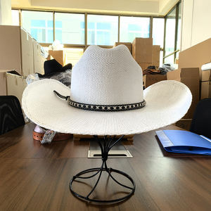 Sombrero Vaquero de Paja de Papel para Hombre Estilo Americano Western de Texas con Ala Moldeable de Cubierta Dura y Cuerno Largo Tipo Cattleman <span class=keywords><strong>Boa</strong></span> México - Product Image 5