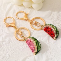 Watermeloen sleutelhanger strass metaal fruit charme sleutelhanger rugzak hanger ornament accessoire cadeau voor vrouwen meisjes