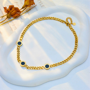 Gold Round Chain Stainless Steel Necklace Geometric Punk Hip Hop Style Fashion Pendant Necklaces - Product Image 3