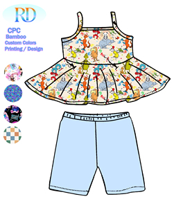 Ensemble 2 pièces pour filles : Haut sans manches à volants et short cycliste imprimé western – Tenue d'été pour enfants – Ensemble peplum + leggings pour filles - Product Image 5