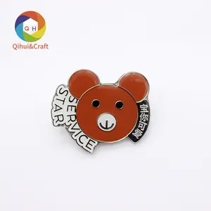 High quality custom baked paint craft enamel needle Badge Medallion magnet buckle polygonal bear logo badge souvenir