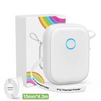 Étiqueteuse P12 USB sans encre, machine d'étiquetage compatible, mini imprimante portable de codes-barres, 12 mm/s, rouleaux de papier thermique en stock