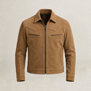 Chaqueta de Cuero Unisex para Invierno, Estilo Urbano, Sólida, Bordada, con Cierre Frontal de Cremallera, Logotipo Personalizado - Product Image 1