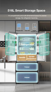 Réfrigérateur à quatre portes 516L, porte française, sans givre, à économie d'énergie avec technologie Inverter - Product Image 2