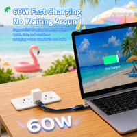 Lindo Llavero con Forma de Animal, Cable USB C de Carga Rápida de 60W, Cable Corto Portátil para Transferencia de Datos, Regalo de Verano para Teléfono, Tableta y Portátil