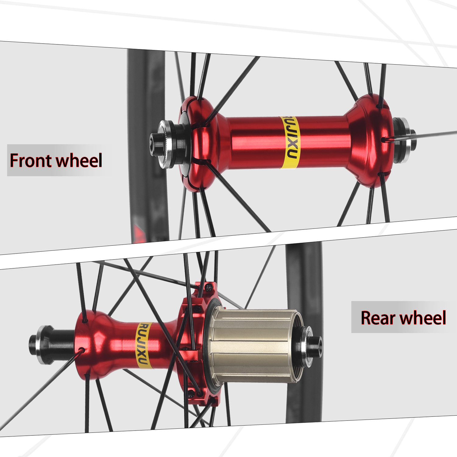 Rujixu 700c Road Bike Wheels, 40mm Aluminum Alloy Clincher Rim, V