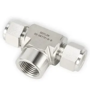 Twin Ferrules compression fittings Size: 3/4 Inch NPT Swagelok Type 316Ss Female Branch Tee Instrumentation Tube Fittings