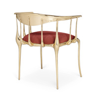 Chaise de salle à manger de luxe italienne pour salon, design moderne en laiton fait à la main avec du velours européen, cuivre pur doré pour hôtels et villas