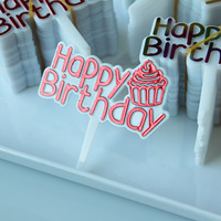100 Stück/Beutel Kleine Plastik Happy Birthday Tortenaufsätze Cupcake Geburtstagstorten-Dekorationen Party-Zubehör