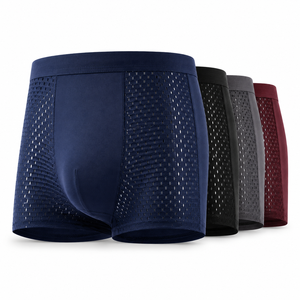 Calzoncillos bóxer transpirables de punto sin costuras con logotipo para hombre, ropa interior de secado rápido - Product Image 6
