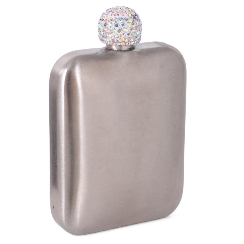 6 унций нержавеющей стали Спортивная фляга Bling фляжка спирта кувшин Ликер Виски винных фужеров Роскошная бумажная коробка подарка бусины фантазии