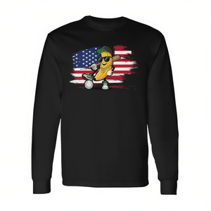 T-shirt à manches longues unisexe pour adulte, col rond, imprimé numérique, motif bananes graphiques et drapeau américain rétro, promotionnel - Product Image 2